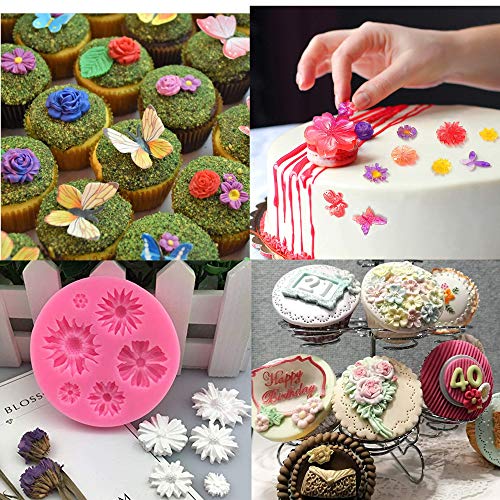 Silicone Mold Flower 8pcs Chocolate Fondant Polymer Clay Candy