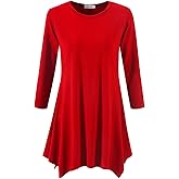 Topdress Women's Swing Tunic Tops 3/4 Sleeve Loose T-Shirt Dress