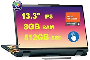 Lenovo Yoga 6 2-in-1 Laptop 13.3" WUXGA IPS Touchscreen (100% sRGB, Glossy, TÜV Low Blue Light) AMD 6-core Ryzen 5 7530U 8GB RAM 512GB SSD Backlit Fingerprint USB-C Pen Win11 Dark Teal + HDMI Cable