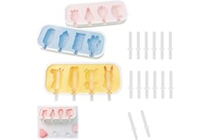 Asphodelia 3 Sets Popsicles Molds,Silicone Frozen Popsicles Molds with Attached Lids,Bpa Free Popsicle Mold Reusable Easy Rel