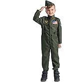 Dress Up America Fighter Pilot Costume for Kids - Air Force Fighter Pilot Jumpsuit - Top Gun Dress-Up Suit for Boys