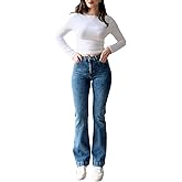 Women Flare Jeans High Waisted Bell Bottom Stretch Boyfriend Casual Denim Pants