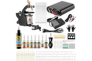 Solong Tattoo Complete Starter Tattoo kit 1 Pro Machine Guns 14 Inks Power Supply Foot Pedal Needles Grips Tips TK110