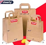 Clearly 50 Jumbo Brown Kraft Paper Bags with Handles 12x10x5 70 GSM view 3