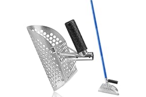 A PEERLESS SHOVEL Sand Scoop with Long Carbon Fiber Handle,Heavy Duty Stainless Steel Metal Detecting Sand Scoop,Beach Metal Detecting Shovel for Underwater Treasure Hunting,Beach Sand Sifter Scoop(scoop4)