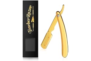 BARBERPLAN Professional Barber Straight Edge Razor, Men's Straight Shaving Razors for Barbershop Salons Close Shaving Beard Mustache Shaving Grooming (Gold)