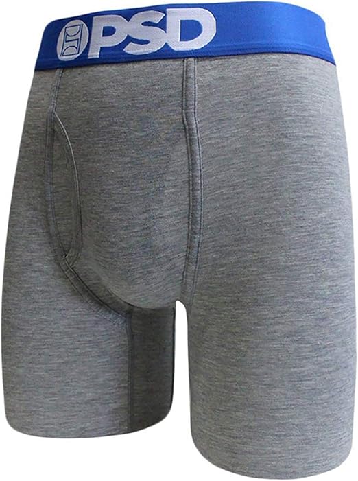 PSD Men's Brief Underwear Bottom (Heather Gray/Gray with Blue Waistband