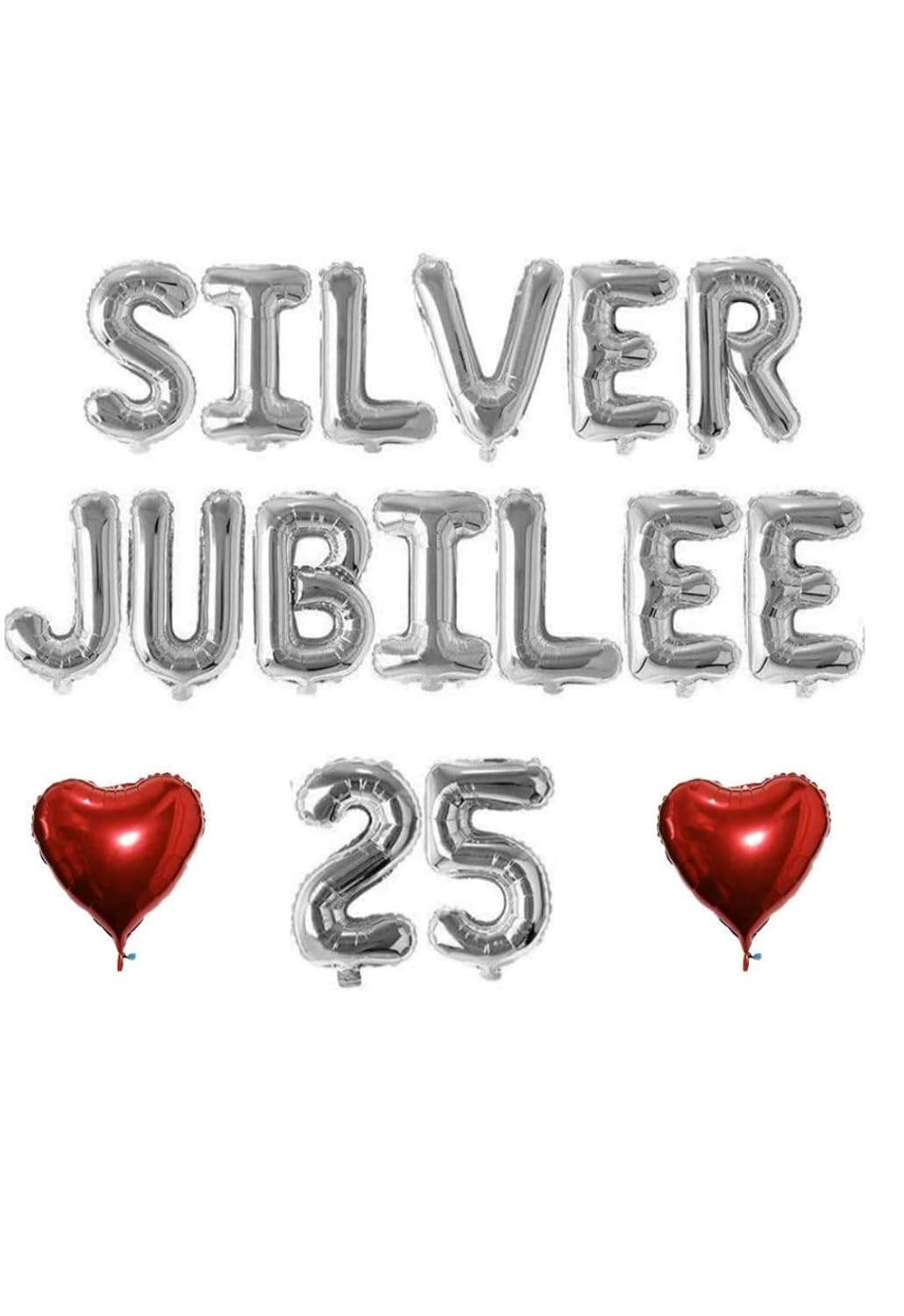 THE COLORBOX Party Props ' 25 Silver Jubilee ' 17 Letters Foil Ballon