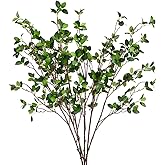 Antspirit 6pcs Faux Stems Artificial Branches for Vase Artificial Stems Artificial Greenery Stems Faux Green Stems Artificial Eucalytus Branches Fake Stems(42"/Each Branch) (6, Green)