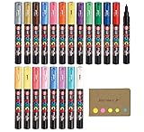 Uni Posca Paint Marker Pen PC-1M Extra Fine Point 21 Colors, Sticky Notes Value Set