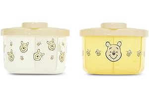 Disney Baby 2 Pack Formula Dispenser with Snap-On Lid for On-The-Go Feedings,Milk Powder Dispenser for Traveling with Infant, (Mickey Mouse, Minnie Mouse, Winnie The Pooh) 2 Pack