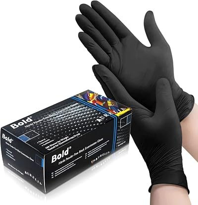UK BEST BRANDS Black Nitrile Gloves Large Disposable 100 Pack