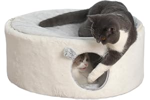 Sunhoo Elevated Cat Bed for Indoor Cats Large Kitty Cave House Enclosed Kitten Hideaway Cute Raised Pet Hammock 2-Storey Fluf