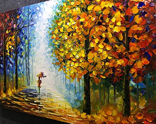 V-inspire Art 24x36 inch, Romantic Night 100% Hand Painted Contemporary Abstract Oil Paintings Modern Decorative Artwork on Canvas Wall Art Ready to Hang for Home Decoration Wall Decor - Thumbnail 2