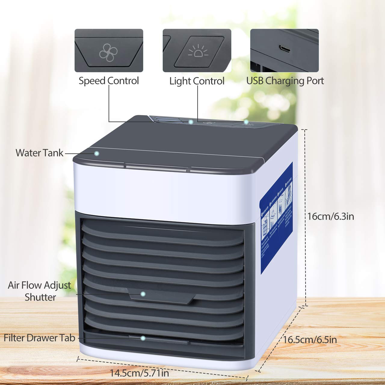 Homitt Personal Air Cooler,UltraQuiet Evaporative Air Cooler