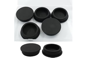 Kyuionty 5Pcs Silicone Rubber Plug for 2 Inch Round Holes, Black Waterproof Flexible Rubber Stopper Seal Button Plugs Tube Pipe End Caps Sink Overflow Bathtub Jet Covers