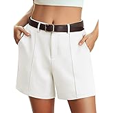 Feiersi Womens Casual High Waisted Elastic Waist Wide Leg Tailored Shorts Pleated Trendy Dressy Work Trouser Shorts