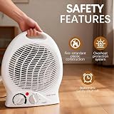 Armo Home Fan Heater 2KW Upright Portable With Thermostat White view 5