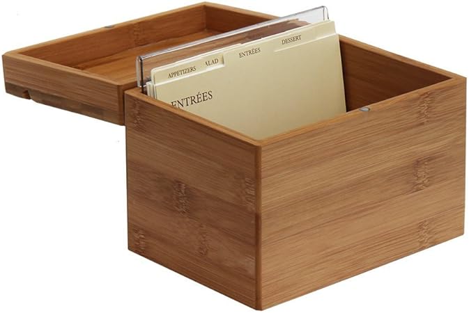 Amazon Wooden Card Box With Divider 4 X 6 Card Capacity Kitchen Dining