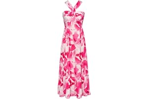 GRACE KARIN 2025 Women's Criss Cross Halterneck Sleeveless Summer Floral Print Flowy A Line Maxi Dress
