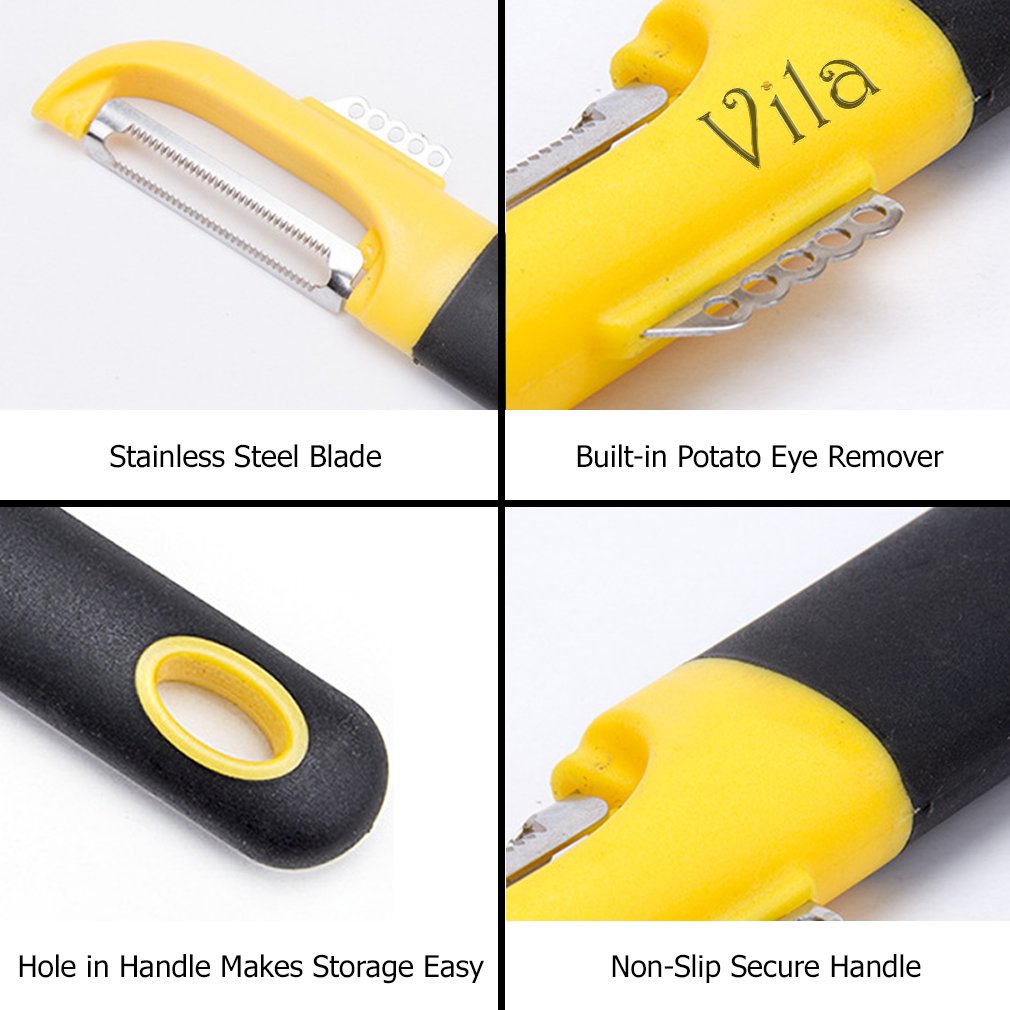Swivel Peeler by Vila: Multifunctional Single Tool: Efficiently Peels, Scrapes & Skins Vegetables & Fruits: Unique Edge Technology-Comfortable Grip