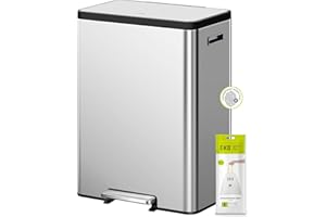 EKO EcoCasa II 36L+24L Dual Trash Can with Recycle Bin, Stainless Steel Garbage Can with Lid, Deodorizer Compartment, Odor-Proof and Fingerprint Resistant