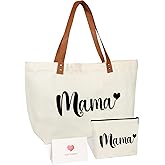Vanqruo Mama Bag Tote New Mom Gifts for Christmas, Mommy Bag for Hospital Shopping Beach Travel, Pregnancy Must Haves for Mom to Be, Baby Shower Gifts