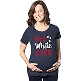 Crazy Dog T-Shirts Maternity Red White and Due Pregnancy T Shirt Cute Patriotic Baby Tee for Baby Bump