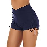 Tournesol Women's Swim Shorts High Waisted Swimsuit Bottoms Cross Waist Swimwear Boy Shorts Swimming
