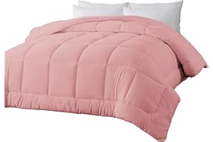 BedTreat Down Alternative Comforter Twin Duvet Insert with Corner Tabs, All Season Quilted Bed Comforter Box-Stitched Twin Comforter Pink，Machine Washable Microfiber Bedding