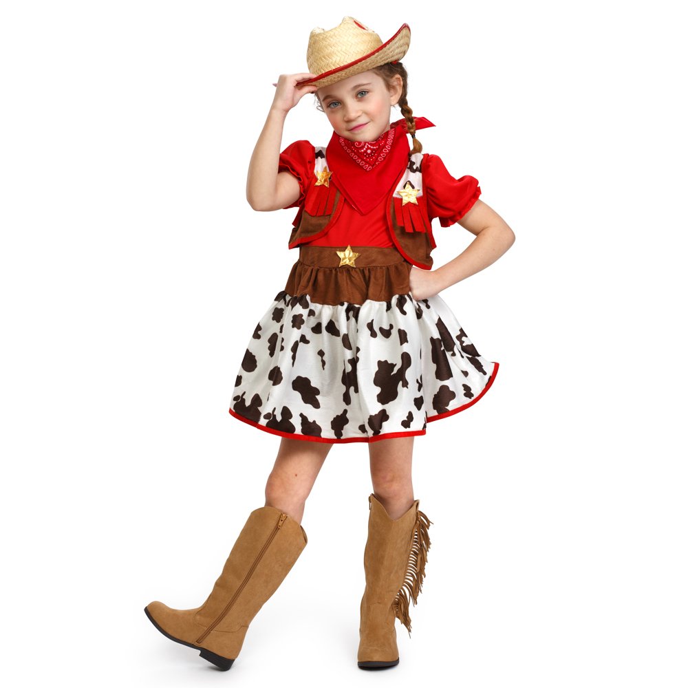 Dress Up America Girls Cutie Star Cowgirl Halloween Deluxe Outfit - Beautiful Dress Up Set for Role Play