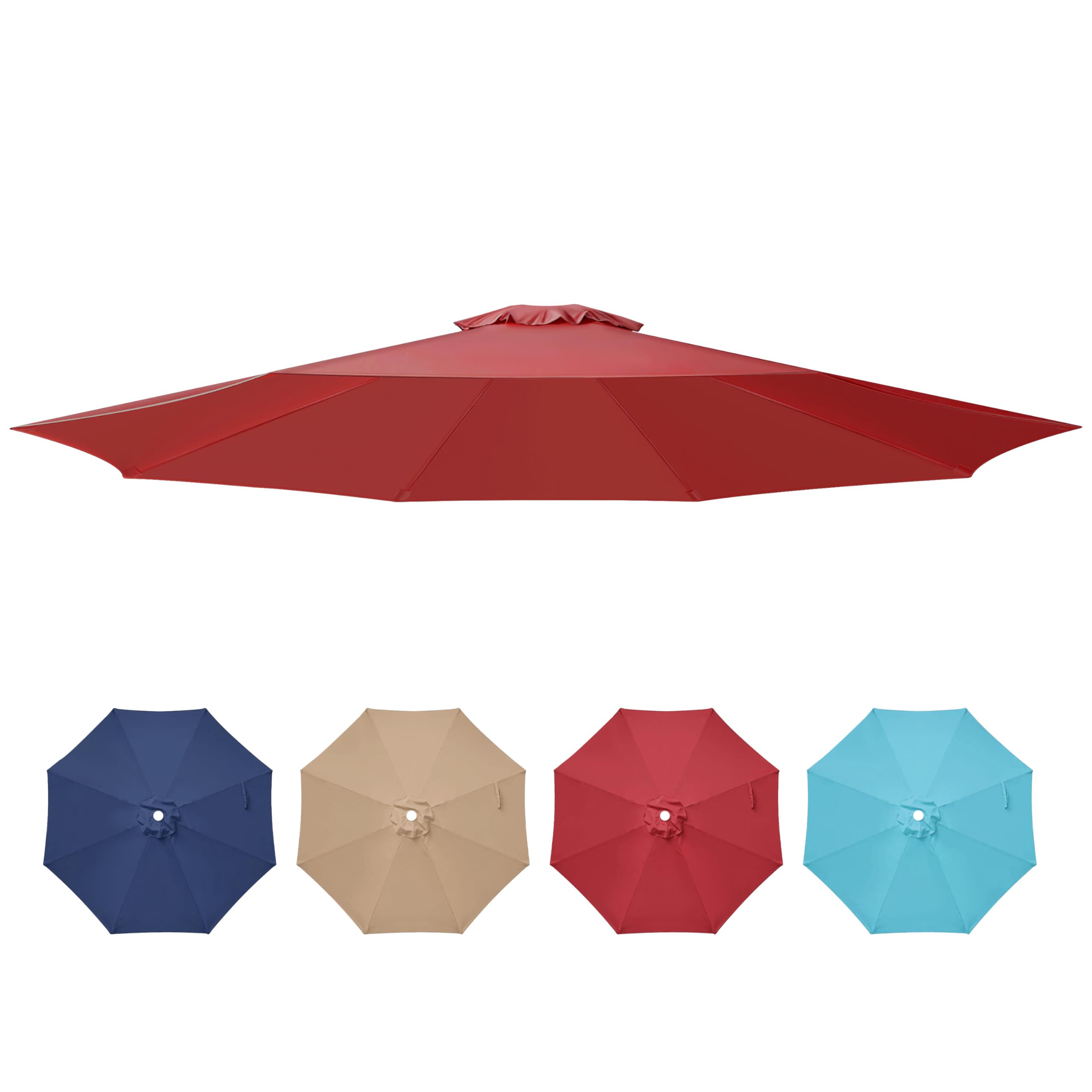 YSSOA 9' Patio Umbrella Replacement 8 Ribs, 9ft-Canopy, Red-Canopy