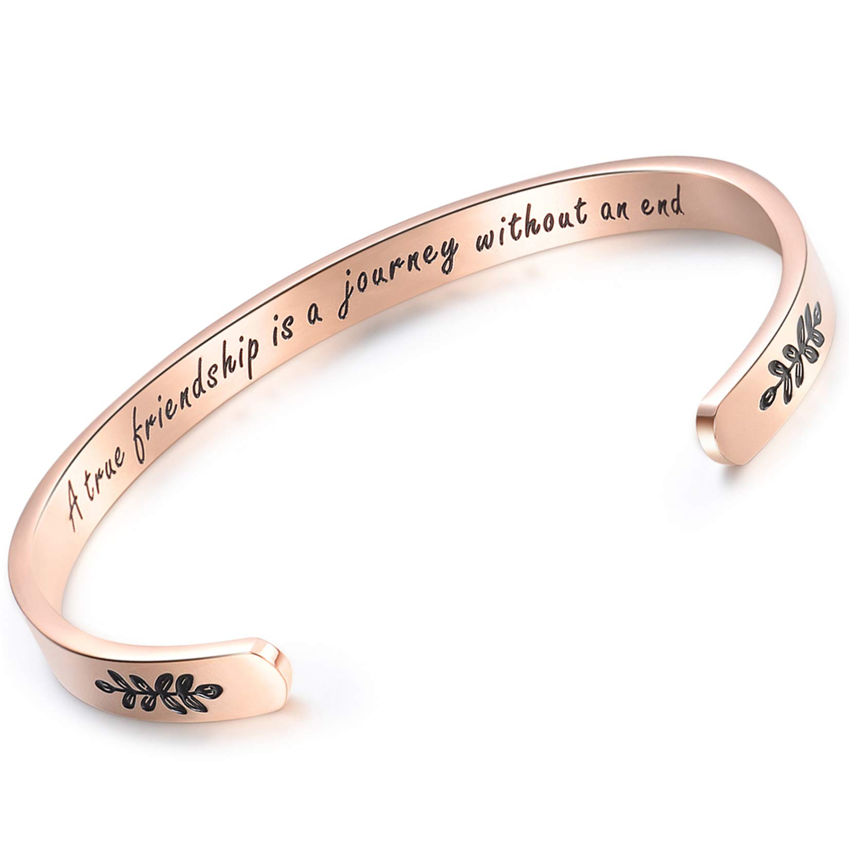 CERSLIMO Friendship Bracelet for Womens - Inspirational Friendship Gifts for Best Friend, Motivational Cuff Bangle Sister Mother Teacher Gifts Bracelet Birthday Christmas Gifts, Friendship Rose Gold — image 1