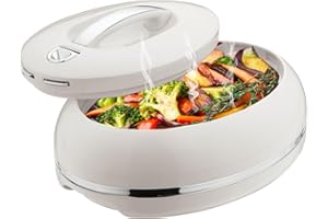 Elegant Large Oval Insulated Casserole Carrier Dish- One Hand Open Lid- 3.15 qt. Luxury Hot Pot Food Warmer/Cooler -Thermal S