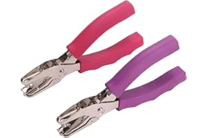 Craftinova 1 Hole Punch， 1/4 inch of Single Whole Punch，with Soft Grip Handles, with 6 Sheet Capacity, Perfect for Home Office School Supplies, can be Used for Labels and Greeting Cards，2PCS