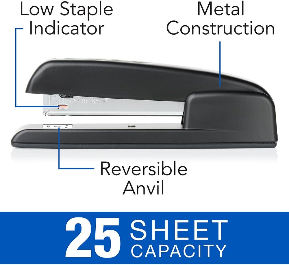 Swingline Stapler, 747 Iconic Desktop Stapler, 25 Sheet Capacity, Desk, Office, Black (74732) : Desk Staplers : Office Products
