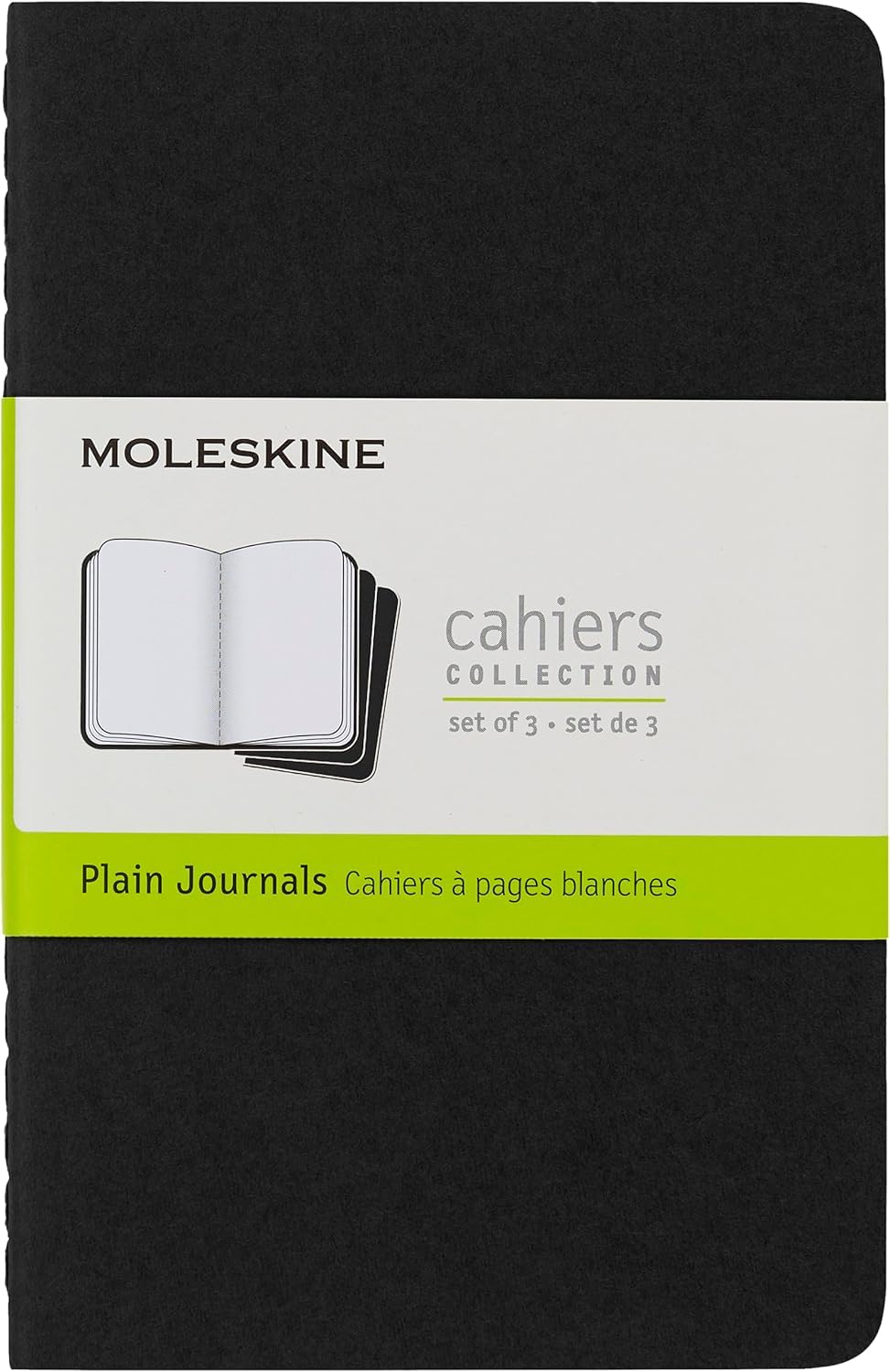 Moleskine S04916 Cahier Notebook- Set of 3- Plain- Pocket- Black, (QP313)