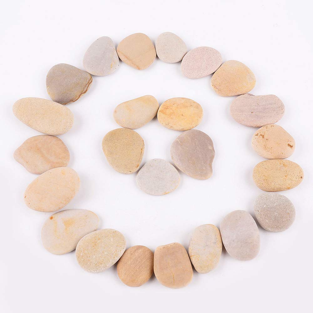 RockImpact 24 Beige Painting Rocks - Natural River Rocks with Smooth Surface for Arts and Crafts, 5-8 cm