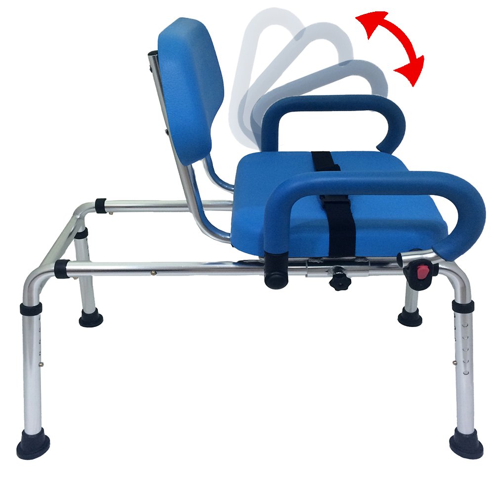 Carousel Sliding Transfer Bench with Swivel Seat. Premium PADDED Bath