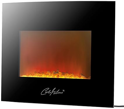 Carlo Milano Elektrischer Kamin: Design-Elektro-Kamin Atacama für Wandmontage, 2000 Watt, 66x46 cm (Elektrokamin mit Heizung)