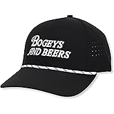 Bogeys and Beers Performance Golf Hat - Funny Golf Hat, Polyester/Spandex Blend, Adjustable Rope Snapback Cap - Breathable