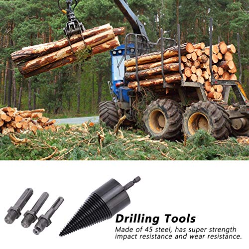 Kuuleyn Brennholz-Holzspalter-Bohrmeißelsatz, Hochleistungsbohrschraubendreher, Sechskantquadrat Rund 42 mm – Bild 5