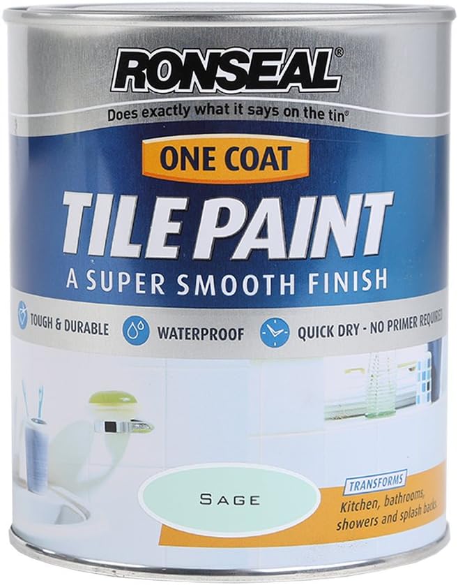 Ronseal One Coat Tile Paint Sage Amazon.co.uk DIY & Tools
