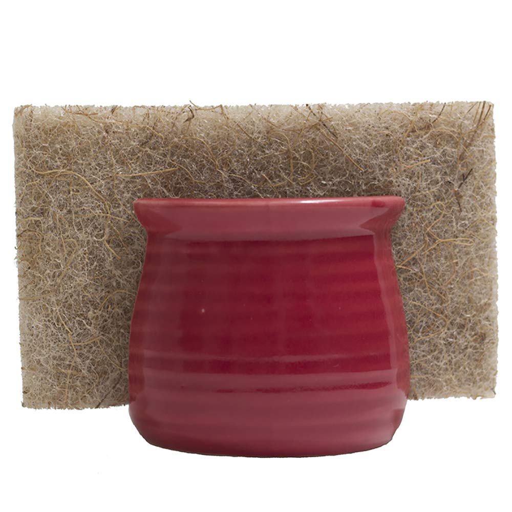 Ceramic Dish Sponge Holder - For Kitchen Sink Top Caddy Rustic Farmhouse Decor- by The Urban Fern (Red)