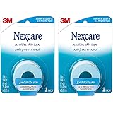 Nexcare Sensitive Skin Tape, 1 in x 4 yds, 2 Count (Pack of 1)