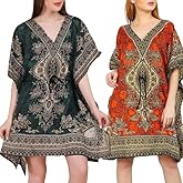 Tengru Lifestyle Ladies Short Kaftans Tunic Kimono Maxi Women Dashiki African Caftan Plus Size Lounge Girls Kimono Pack of 2