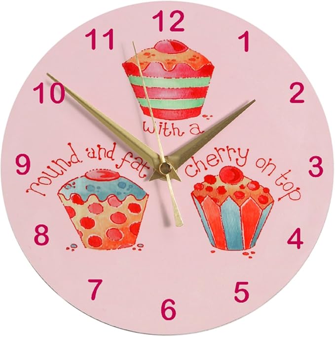 Cupcake Clock,Girls Clock,Cakes Clock,Pink Wall Clock Amazon.co.uk