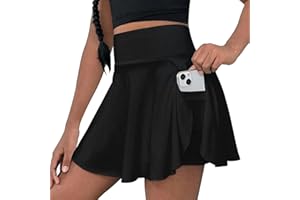 OEBLD Girls Athletic Skort High Waist Tennis Skirts with Shorts Butterfly Ruffle School Skirts with Pockets