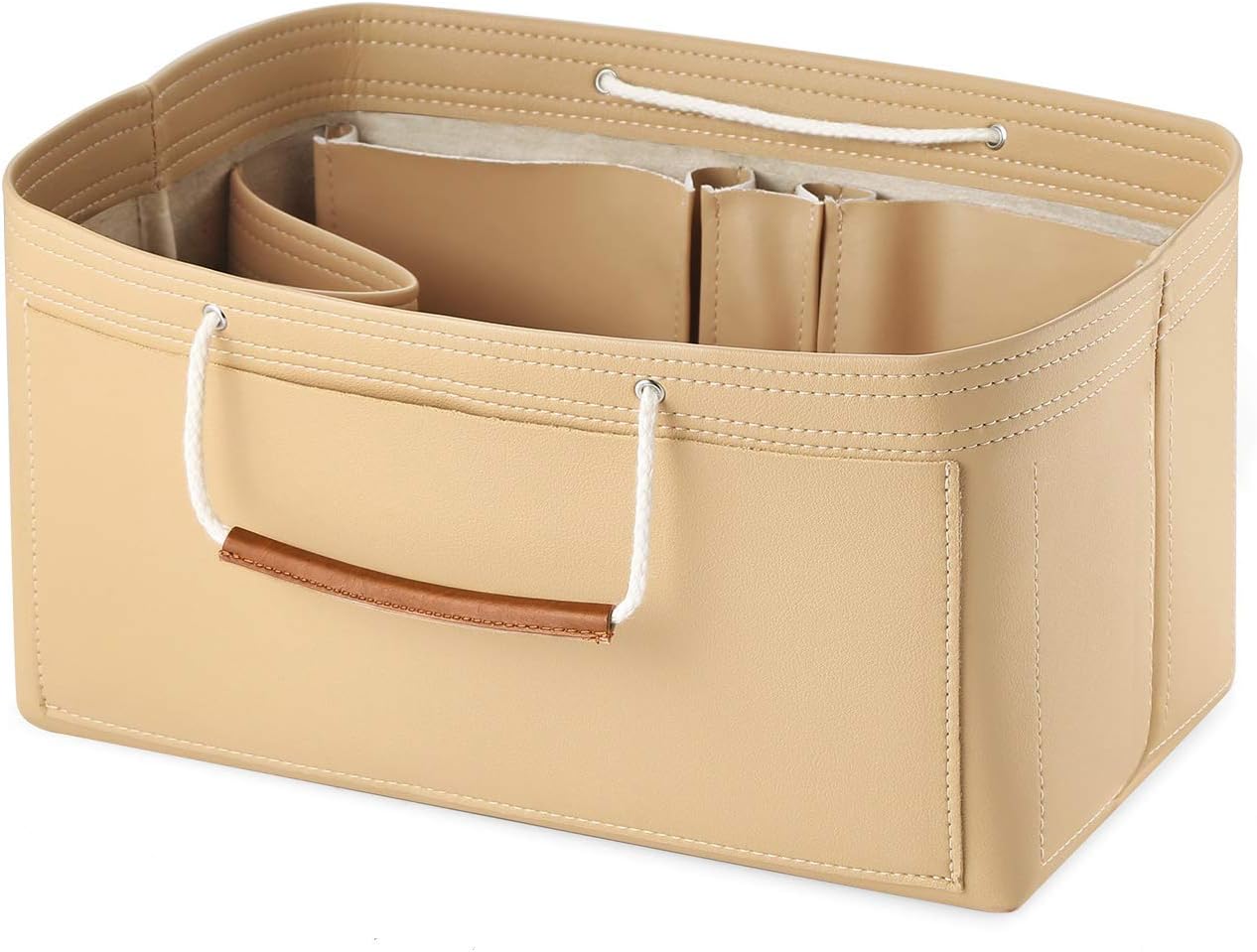 Foregoer Felt Handbag Bag Organiser Insert for Tote with Handles Organizer (PU Leather, Medium(30 * 16 * 16cm))