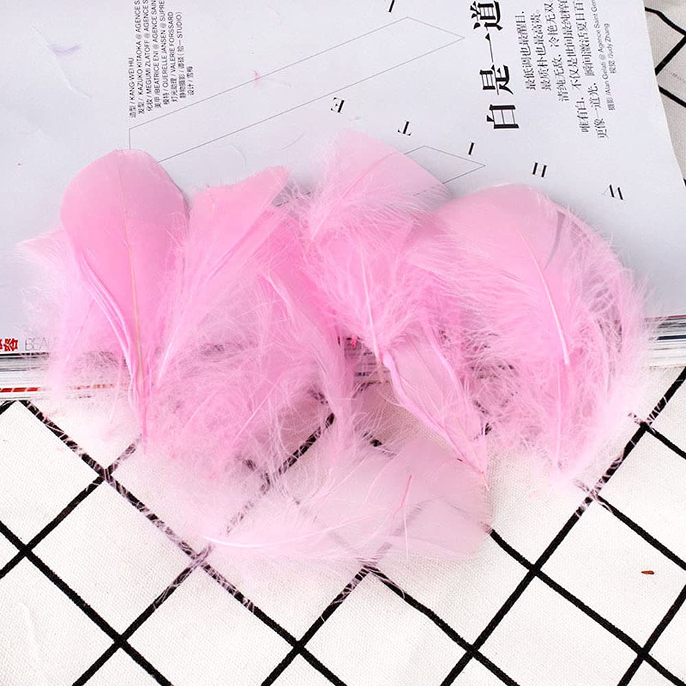 CENPEK Feather for Crafts, 200 Pcs Coloured Feather Striking Feathers for DIY Dream Catchers Natural Crafts Feathers for Wedding/Party/Decorations (Pink)